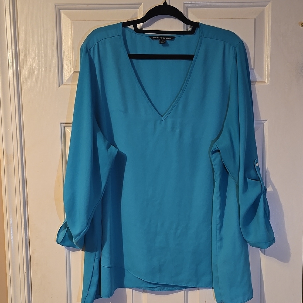 Zac & Rachel Blue V-Neck Blouse